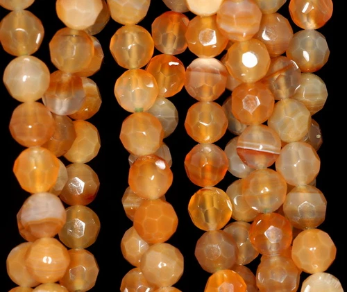 CUENTAS SUELTAS REDONDAS FACETADAS PIEDRAS PRECIOSAS DE ÁGATA CORNALINA DE 8 MM 7,5 pulgadas - Imagen 3 de 4