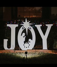 CHRISTMAS JOY NATIVITY YARD SIGN SILHOUETTE a,ons M29