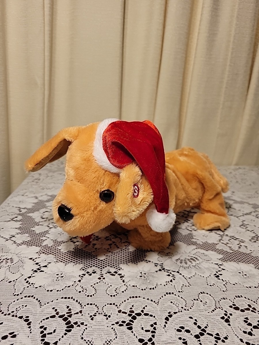 Jingle Bells Gemmy Singing Animated Plush Dog Santa Hat ~ WORKS