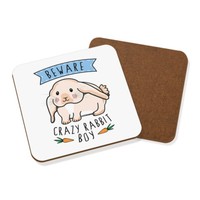 Beware VerrüCkte Hase Jungen Untersetzer GeträNke - Lustig Bunny Tier Haustier