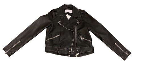 NWT Calvin Klein Distressed Faux Leather Motorcycle Biker Belted Jacket Zip SML - Picture 4 of 24