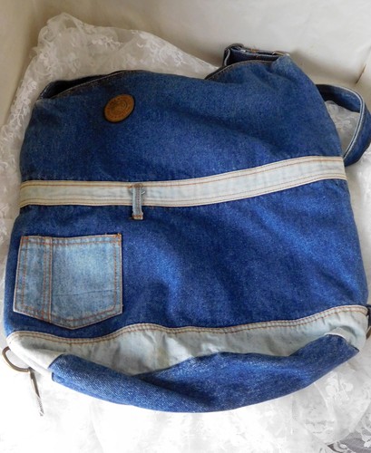 Bijoux Int'l Denim Asymmetrical Cross Body Messenger Bag 15" x 14" x 5" - Picture 6 of 9