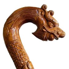 Collectors Walking Stick Cane Hand Carved Asian Dragon Head Handle  Shaft
