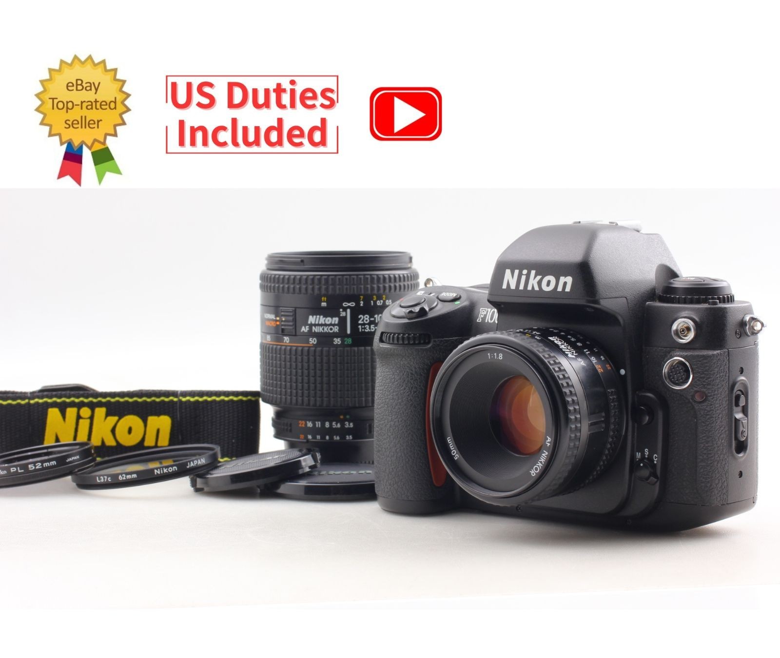 2 Lens [N MINT+++] Nikon F100 35mm Film Camera AF 50mm f/1.8 28-105mm From JAPAN