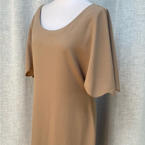 1970 Holly Harp by Amy Michelson tan light brown tan short sleeve dress - Picture 6 of 8
