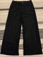 Maeve by Anthropologie Pants Womens 30 Black The Colette Linen Wide Leg Cropped