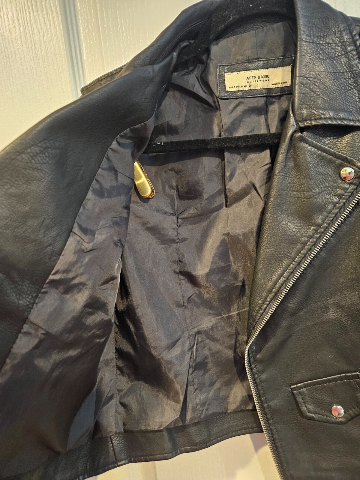 AFTF Basic Stylish Edgy Black Leather Jacket Size… - image 5