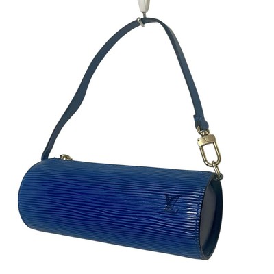 LOUIS VUITTON Soufflot Pouch Blue Epi Leather Mini Bag Vintage