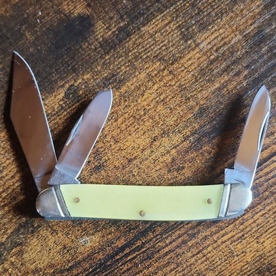 Hammer Brand USA Moore Maker 3301B Stockman Yellow Plastic 3-Blade Pocketknife
