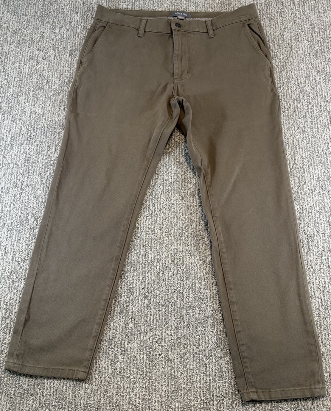 Ash & Erie Pants Mens 33x29* Green Stretch Twill Chino Casual Made In Turkey