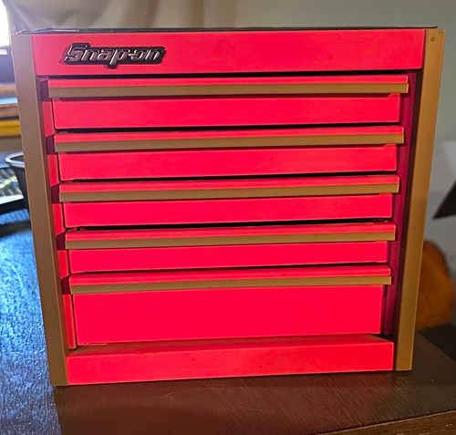 Mini Snap-on 6-Drawer Tool Box, Pink 1 Item