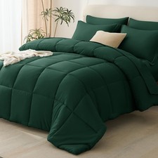 Emerald Green Queen Comforter Set with Sheets - 7 Pieces Bed in a Bag Queen B...