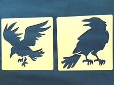 2 Crow / Raven Stencils for Painting- Wall Art Goth Scary - Crafting 6X6" Birds