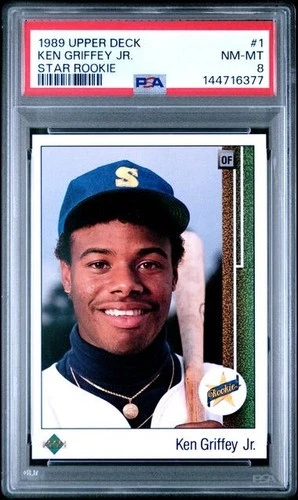 PSA 8  1989 Upper Deck Star Rookie Ken Griffey Jr #1 RC Fresh Graded Slab