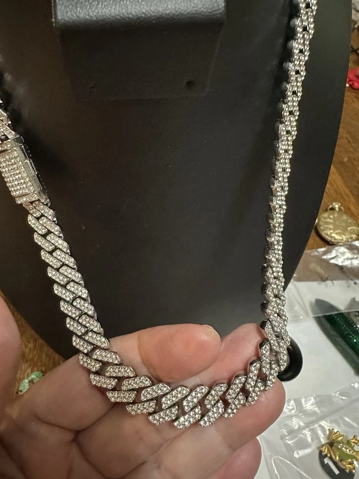 Sterling Silver Plated Simulated Diamond CZ Necklace Rhodium Plated 16” - Image 3 of 4