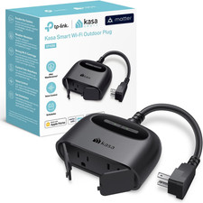 Kasa Matter Smart Outdoor Plug, Dual Outlet, IP64 Weather Resistance, Works with