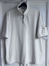 Napapijri Vintage 90's/Y2K Men's XL Geographic Cream Qtr Zip Short Sleeve Top