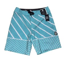 Volcom Mens Big Boys Size 28 Quarta Static Mod-Tech Boardshorts Neon Blue NWT