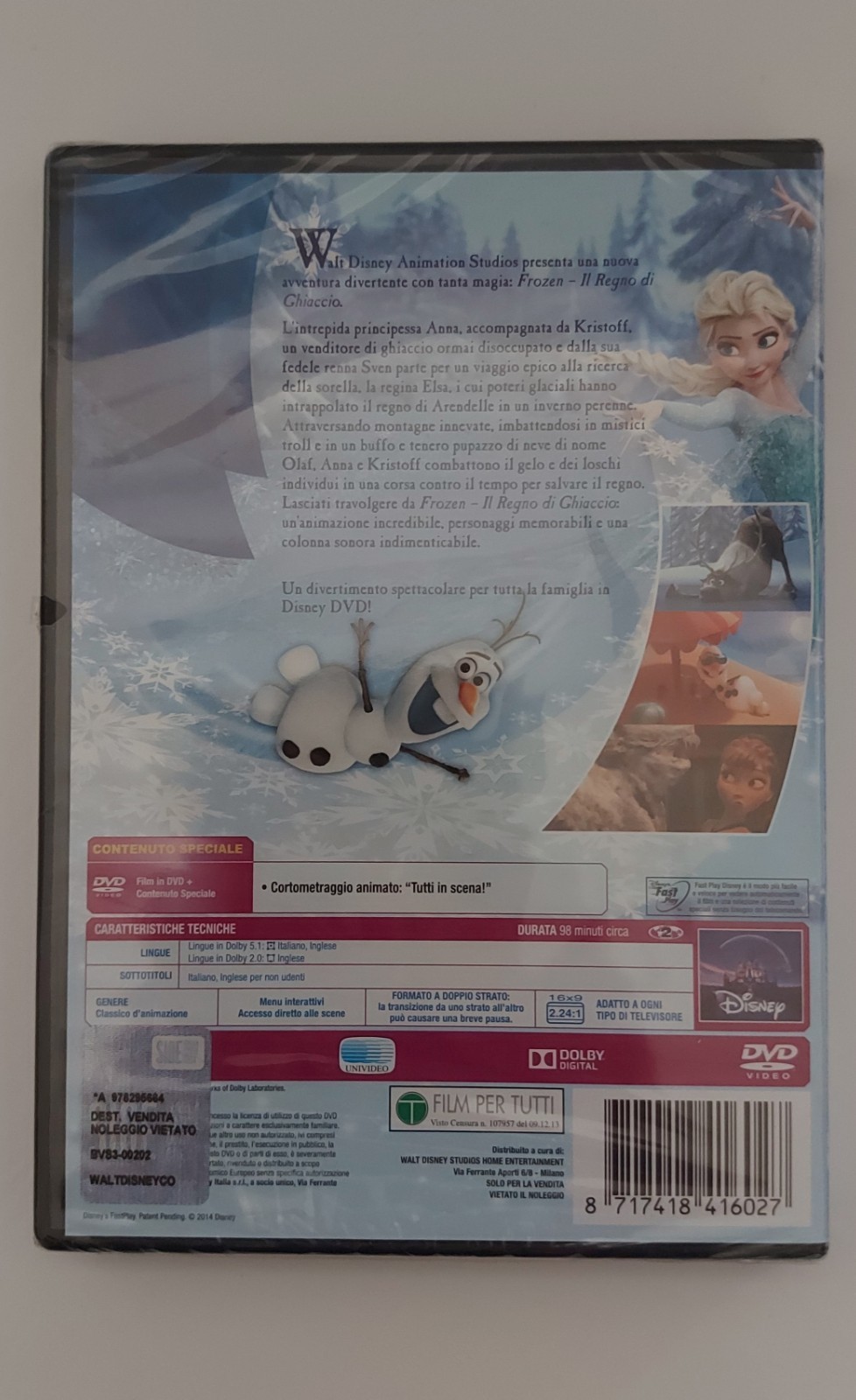 Walt Disney Pictures Frozen: Il regno di ghiaccio DVD Inglese, ITA