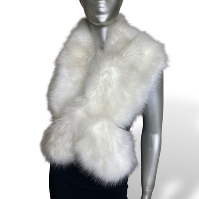 Faux Fur Stole White Wrap Shawl One Size