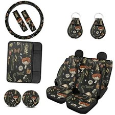 Mushroom Car Seat Covers Full Set of 12 Pcs,Retro Mushroom Mushroom Pattern