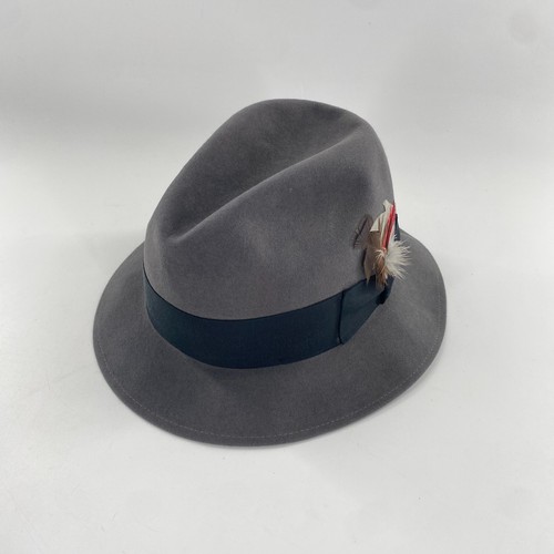 Cappello western vintage Royal Stetson Fedora pelliccia feltro grigio scuro taglia 7 5/8 - Foto 6 di 14