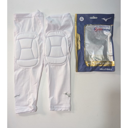 Mizuno MZ0 Elbow Sleeves White Volleyball Padded Compression L/XL Pair