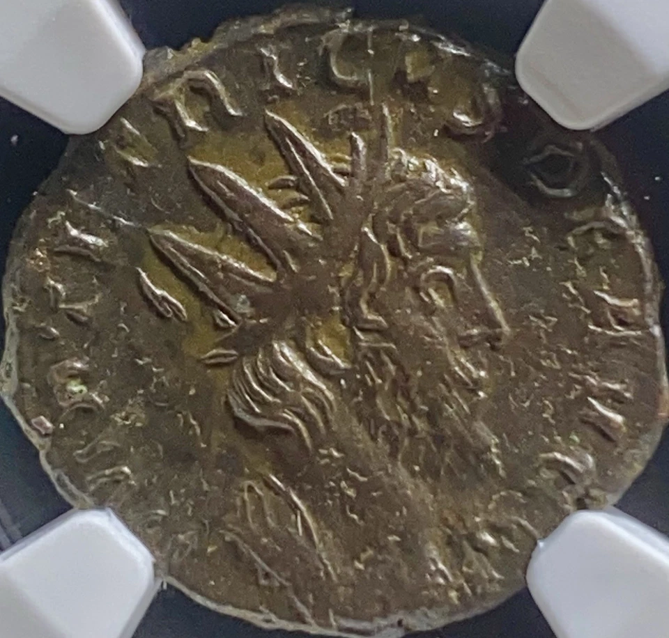 Moneda romana antigua Emperador Tetricus 271-274AD doble denario clasificación NGC Ch XF Foto 3 de 4