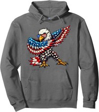 American Flag Bald Eagle Patriotic Eagle 4th of July Unisex Hooded Sweatshirt