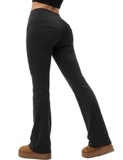 High Waisted Flared Pants with 2 Back Pockets,Ribbed Stretchy Business Casual...