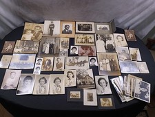 54 Vintage Black White Photographs Lot Portraits Family Wedding Military