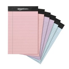 Amazon Basics Narrow Ruled Writing Pads, 6-pack 5x8 Ruled, Multicolor