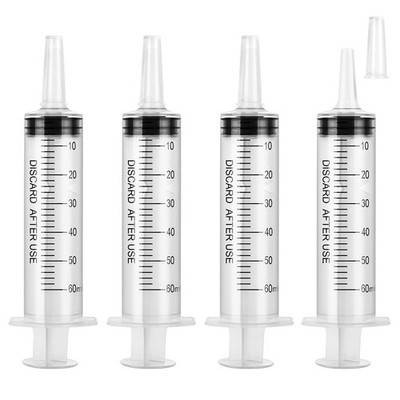 60ml Kunststoff Spritze, 4 Stück Einwegspritzen, Wiederverwendbare Große Spri...