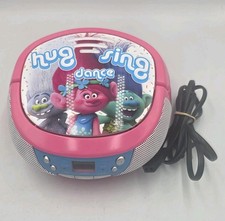 Trolls Boombox HUG SING DANCE CD Player AM/FM Radio Pink DREAMWORKS Tested Works
