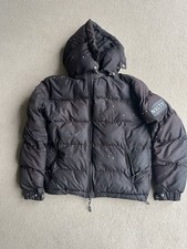 NVLTY Men's Puffer Jacket Size Small BLACK PAINT SPLATTER Padded Coat