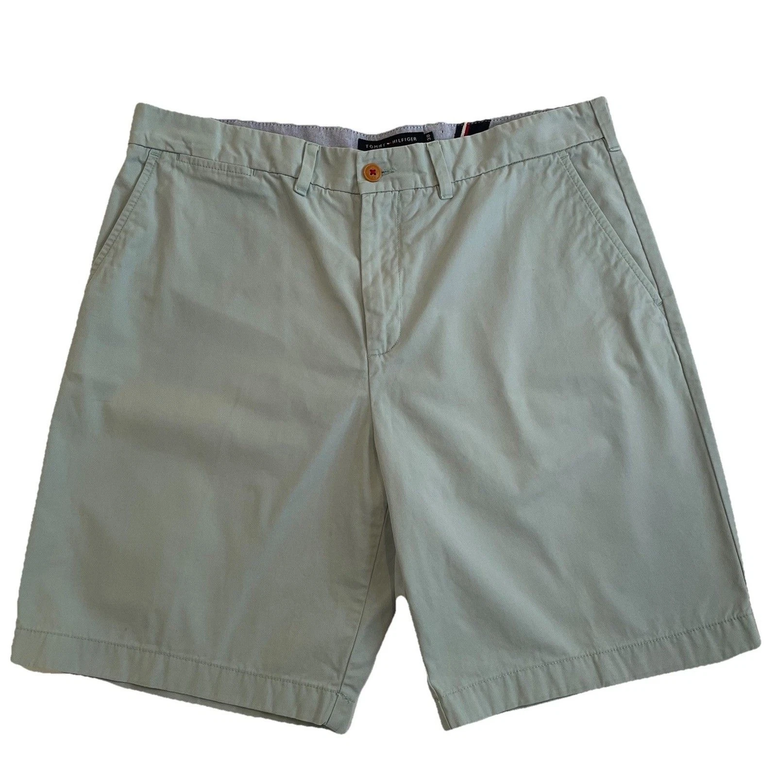Tommy Hilfiger Twill Chino Shorts Classic Fit 100% Cotton Sage Green 38