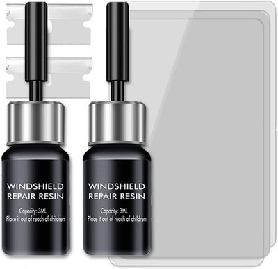 Zupooko Windshield Repair Kit, 2 Pcs Car Glass Kit Quick Fix for Black 