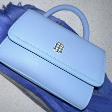 Tommy Hilfiger Blue Pebbled Small Top Handle ...