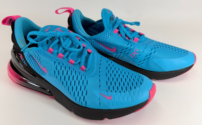 Nike Air Max 270 Blue Pink Black Running Shoes Men's Size 8 BV6078-400