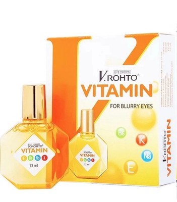 10 x NEW V.Rohto VITAMIN Eye Drops, bottle of 12ml, For BLURRY Eyes, Mentholatum