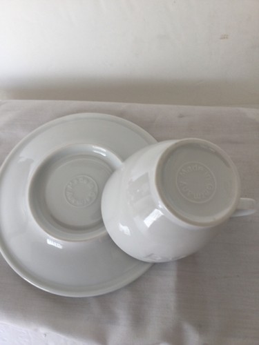 Nespresso Espresso 3 Inc Cup & Saucer Embossed N Logo White Germany Thumb print - Picture 5 of 17
