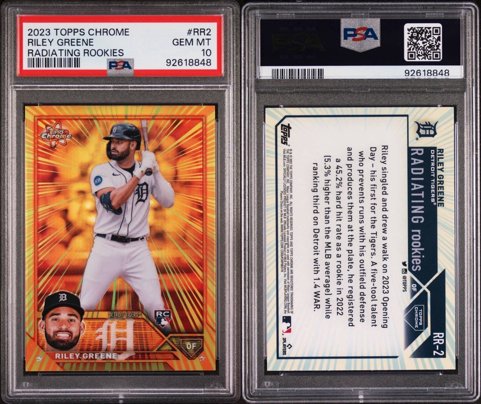 RILEY GREENE 2023 Topps Chrome Radiating Rookies #RR2 PSA 10