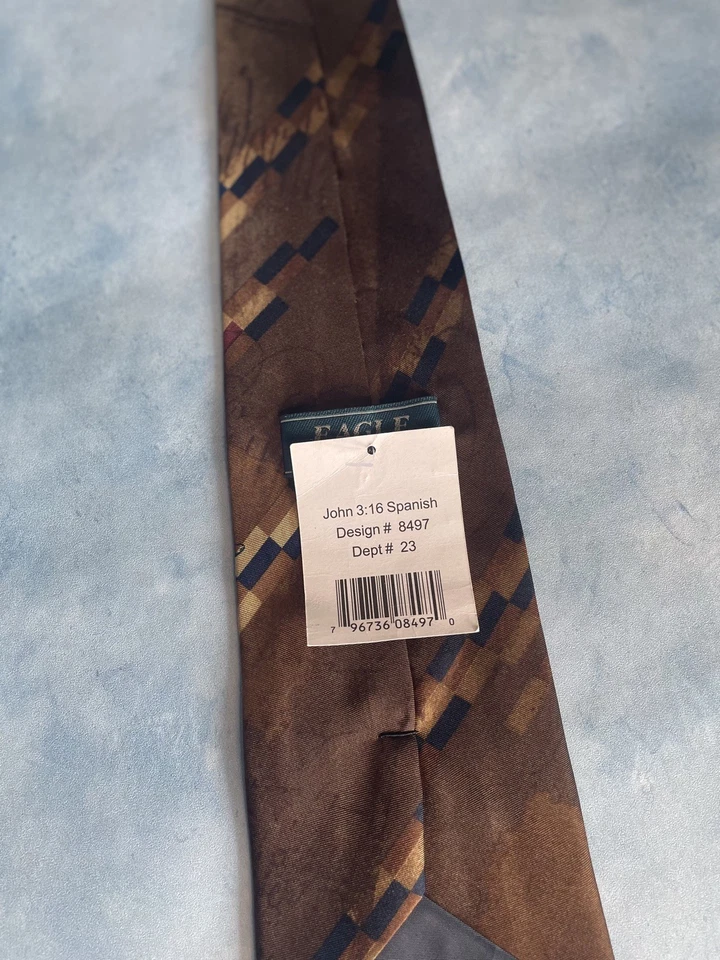 Ropa Cuello Águila Corbata Marrón Versículo Bíblico Juan 3:16 En Español - Versiculo En Español Foto 4 de 4