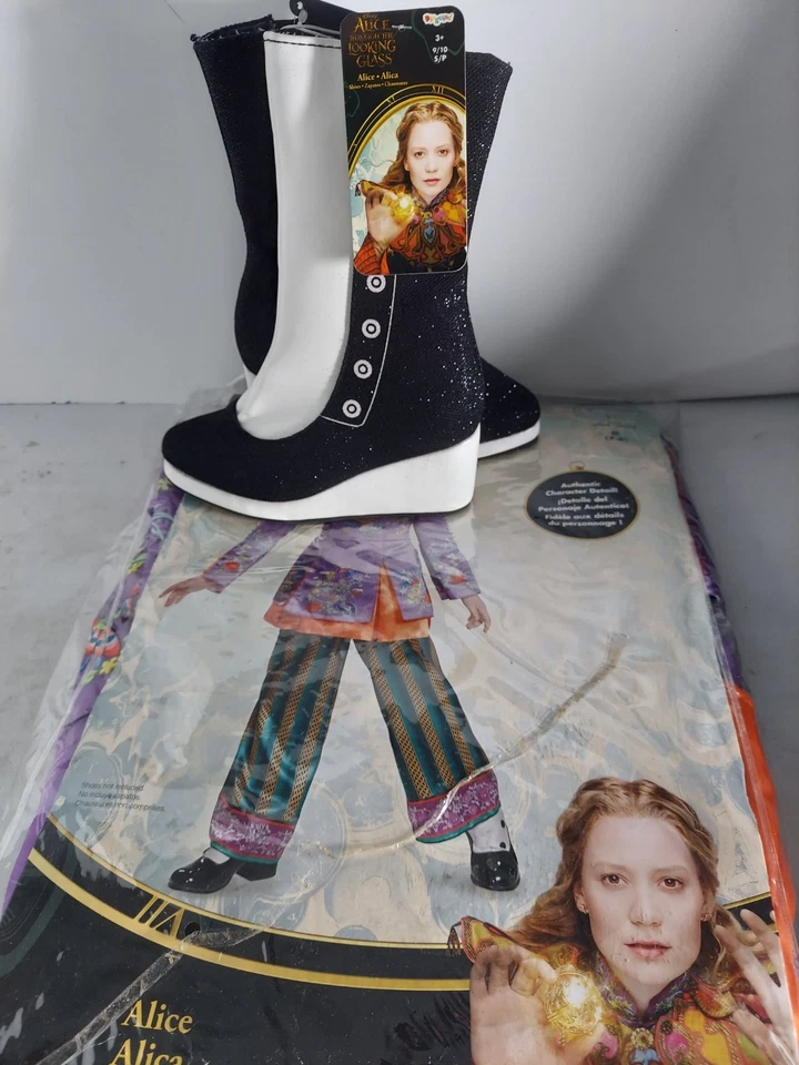 Disney Alicia a través del espejo Disfraz de lujo Niñas Mediano 7/8 zapatos inc Foto 3 de 4