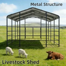 New 13×20FT Metal Livestock Shed Steel Shelter Cowshed for Farm Animal USA Stock