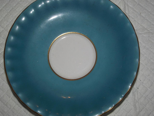 Taza y platillo de té azul verdoso Aynsley antigua rara rosa col, numerada - Imagen 2 de 7