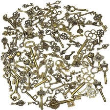 125Pack Vintage Style Antique Mixed Skeleton Keys Furniture Cabinet Old Locks