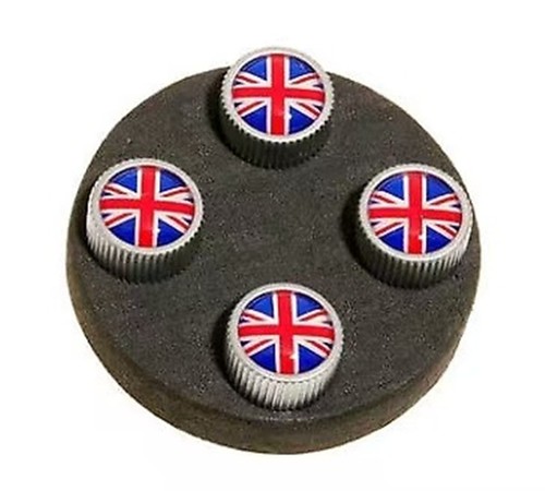 For Jaguar Red + Blue Union Jack Tire Wheel Valve Stem Dust Caps Set C2D60781 - Picture 3 of 3