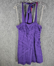 ALICE + OLIVIA Silk Halter Dress Size Large Purple Ruffle Womens