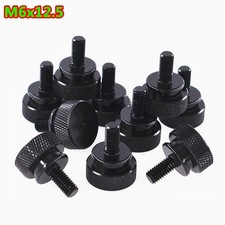 M6 x12.5mm Knurled Thumb Screws Aluminum With Step Round Hand Grip Knob Bolts